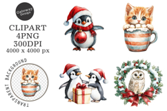 Watercolor Christmas Animal Clipart Product Image 1