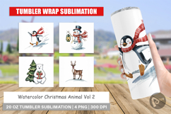 Tumbler Watercolor Christmas Animal Product Image 1