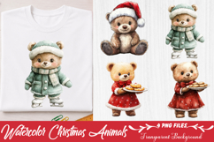 Watercolor Christmas Animals Clipart Product Image 1