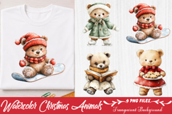 Watercolor Christmas Animals Clipart Product Image 1