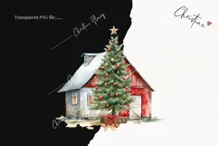 Watercolor Christmas Farmhouse Clipart | Christmas Clipart Product Image 2