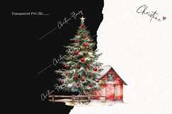 Watercolor Christmas Barn Clipart | Christmas Clipart Product Image 2