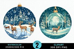 Watercolor Christmas Bauble Graphics Clipart Product Image 1