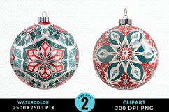 Watercolor Christmas Bauble Fun Clipart Product Image 1