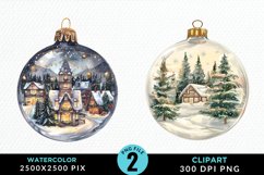 Watercolor Christmas Bauble Sublimation PNG Clipart Product Image 1