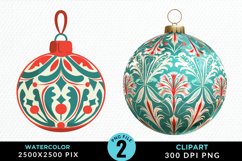 Watercolor Christmas Bauble Set Clipart Product Image 1