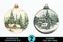 Watercolor Christmas Bauble Illustration PNG Clipart Product Image 1