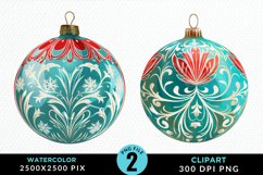 Watercolor Christmas Bauble Fun Clipart Product Image 1