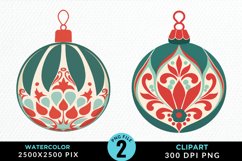 Watercolor Christmas Bauble Set Clipart Product Image 1