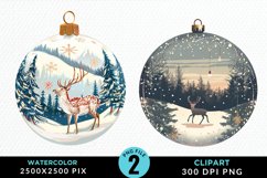 Watercolor Christmas Bauble Image Clipart Product Image 1