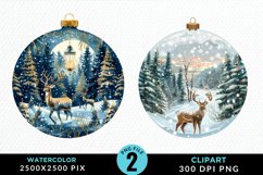 Watercolor Christmas Bauble Image Clipart Product Image 1