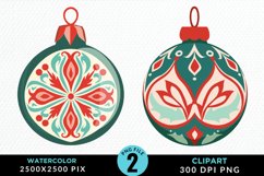 Watercolor Christmas Bauble Fun Clipart Product Image 1