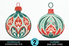 Watercolor Christmas Bauble Fun Clipart Product Image 1