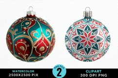 Watercolor Christmas Bauble Fun Clipart Product Image 1