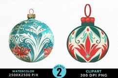 Watercolor Christmas Bauble Fun Clipart Product Image 1