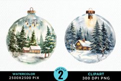 Watercolor Christmas Bauble Sublimation PNG Clipart Product Image 1