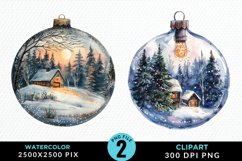 Watercolor Christmas Bauble Sublimation PNG Clipart Product Image 1