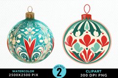 Watercolor Christmas Bauble Fun Clipart Product Image 1