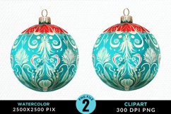 Watercolor Christmas Bauble Fun Clipart Product Image 1