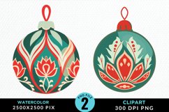 Watercolor Christmas Bauble Set Clipart Product Image 1