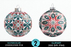 Watercolor Christmas Bauble Fun Clipart Product Image 1