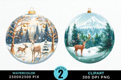 Watercolor Christmas Bauble Graphics Clipart Product Image 1