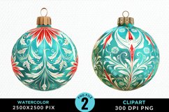 Watercolor Christmas Bauble Fun Clipart Product Image 1