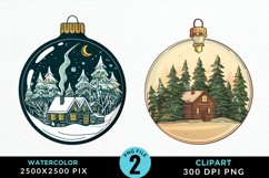 Watercolor Christmas Bauble Illustration PNG Clipart Product Image 1