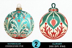 Watercolor Christmas Bauble Fun Clipart Product Image 1