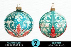 Watercolor Christmas Bauble Set Clipart Product Image 1