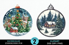 Watercolor Christmas Bauble Sublimation PNG Clipart Product Image 1