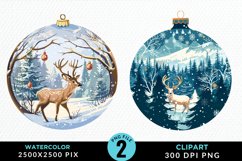 Watercolor Christmas Bauble Clipart Bundle Product Image 3