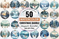 Watercolor Christmas Bauble Clipart Bundle Product Image 1