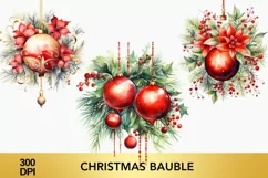 3 png Watercolor Christmas Bauble Clipart, Christmas Bauble Product Image 1