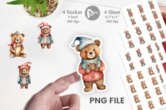 Sticker Watercolor Christmas Bear Product Image 1