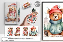 Digital Paper Watercolor Christmas Bear Product Image 1