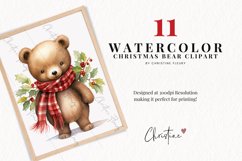 Watercolor Christmas Bears Clipart Product Image 2
