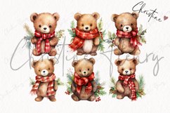 Watercolor Christmas Bears Clipart Product Image 5