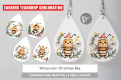 Earring Teardrop Watercolor Christmas Bee Product Image 1