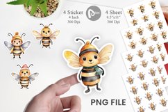 Sticker Watercolor Christmas Bee Product Image 1
