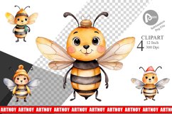 Clipart Watercolor Christmas Bee Product Image 1