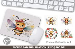 Mouse Pad Watercolor Christmas Bee Product Image 1