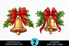 Watercolor Christmas Bells Image Clipart Product Image 1