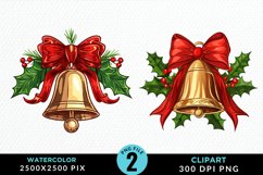 Watercolor Christmas Bells Image Clipart Product Image 1