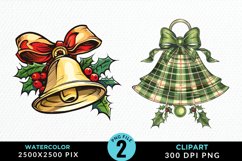 Watercolor Christmas Bells Image Clipart Product Image 1