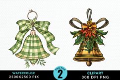 Watercolor Christmas Bells Image Clipart Product Image 1