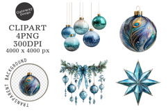 Watercolor Christmas Blue Clipart Product Image 1