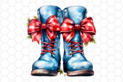 Watercolor Christmas Boots Clipart Sublimation