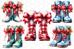 Watercolor Christmas Boots Sublimation Cliparts