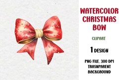 Watercolor Christmas Bow Clipart, Sublimation Design Product Image 1